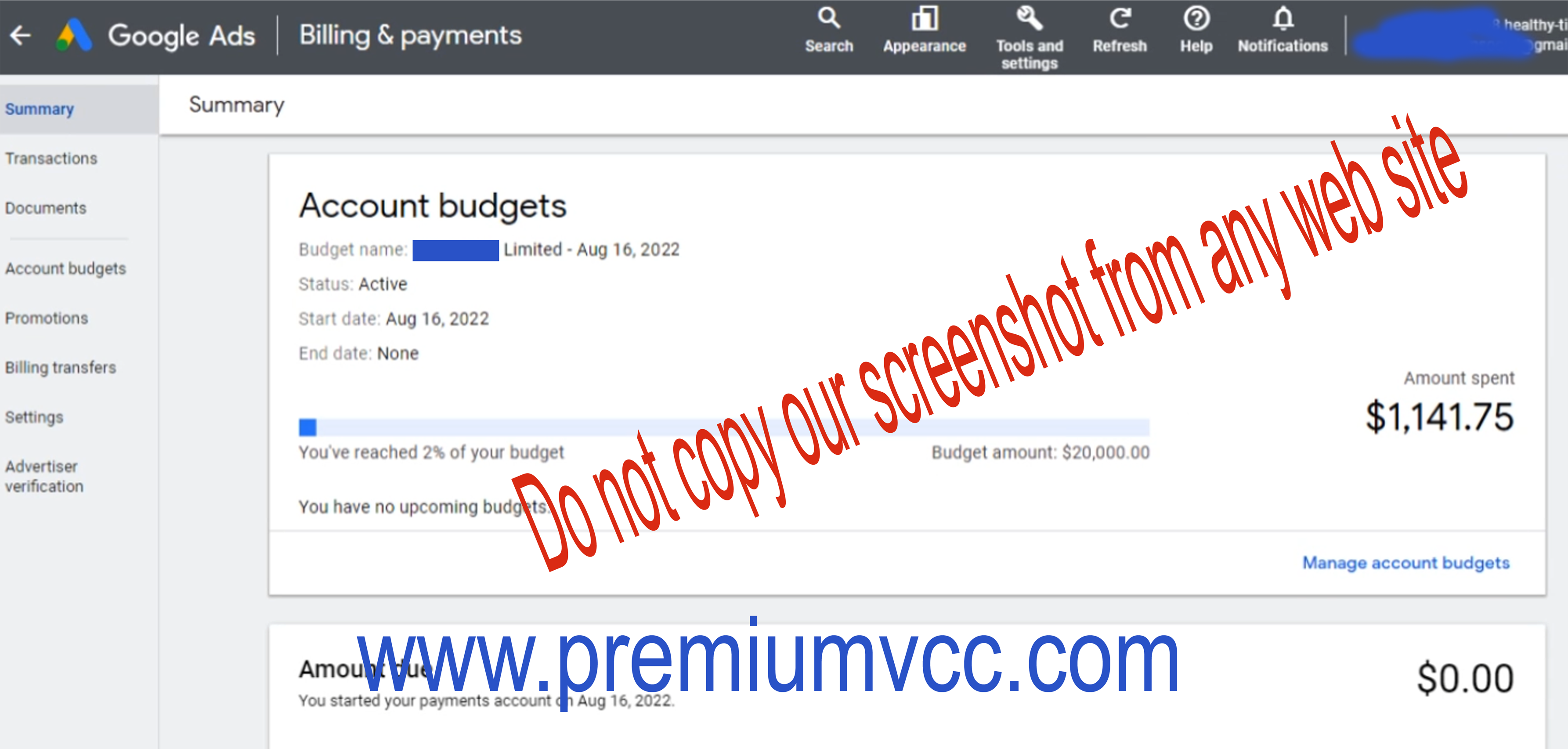 google ads invoice account proof